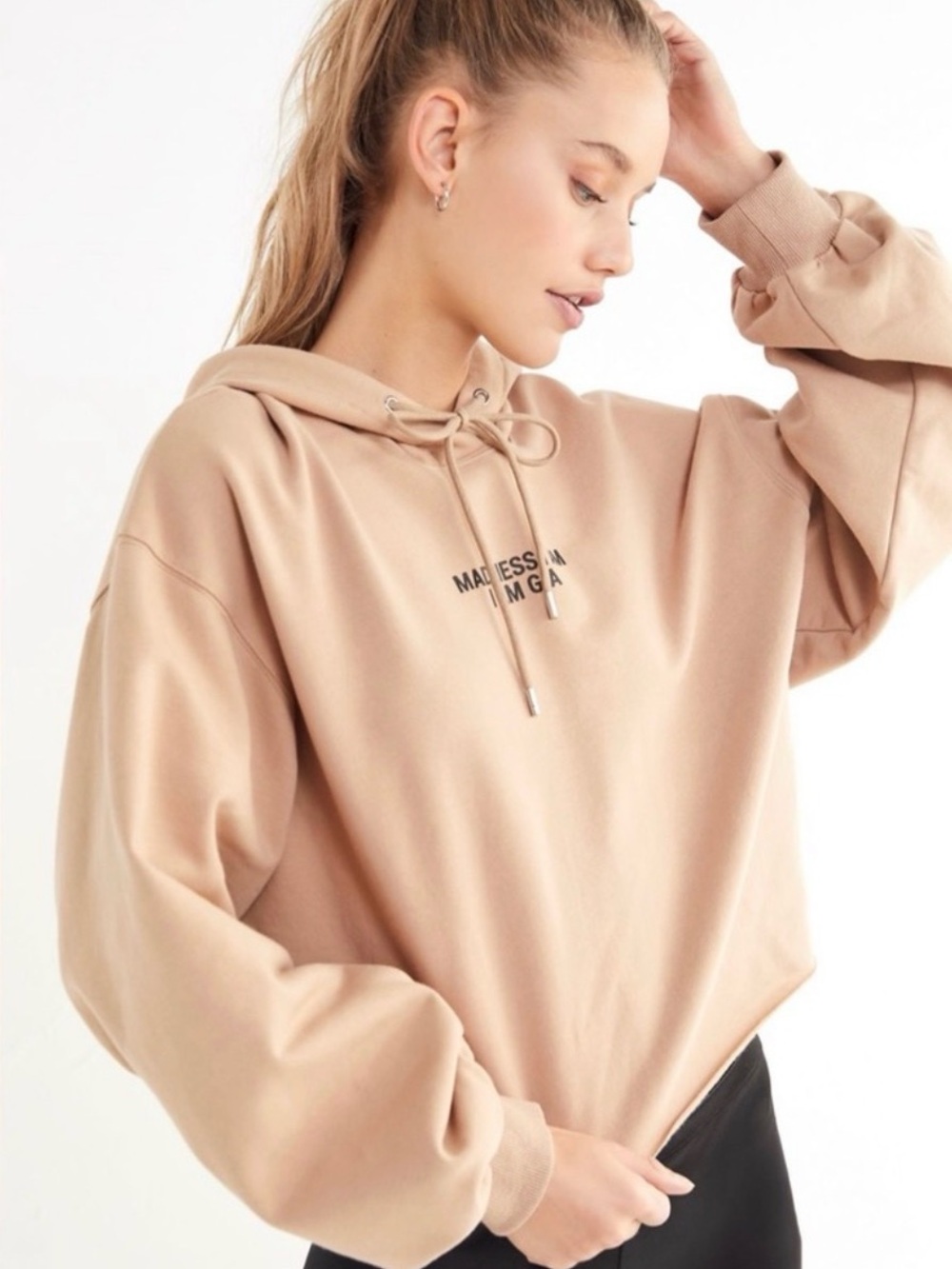 I.AM.GIA Nude Cropped Hoodie